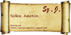 Szűcs Jusztin névjegykártya