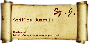 Szűcs Jusztin névjegykártya