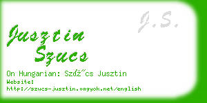 jusztin szucs business card